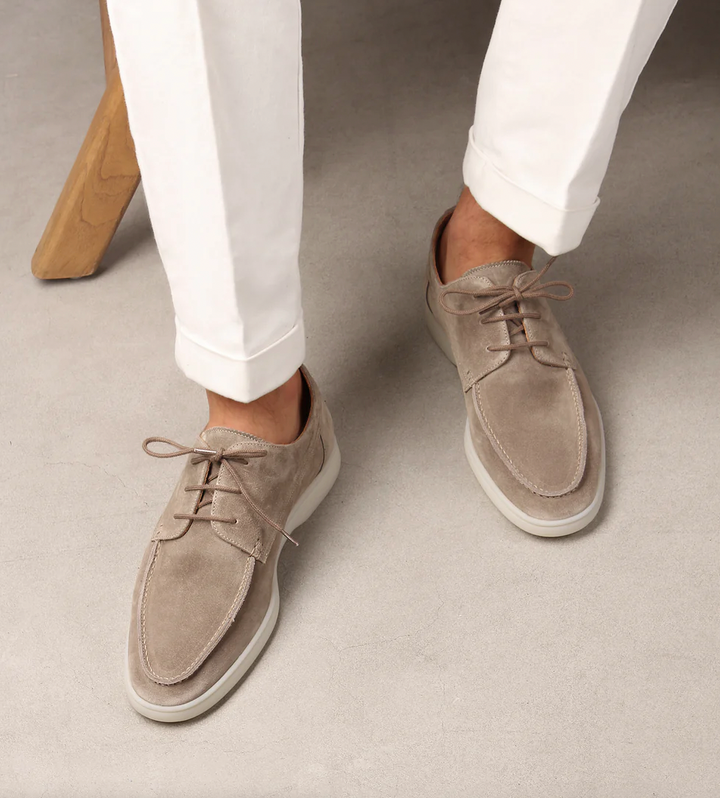 Men's moc toe derby shoes