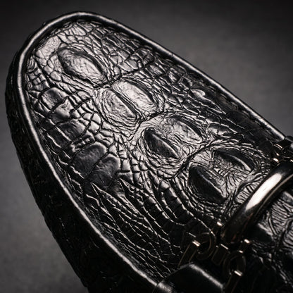 Croc embossed loafers with metal horsebit detail and flat soles