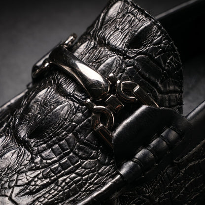 Croc embossed loafers with metal horsebit detail and flat soles