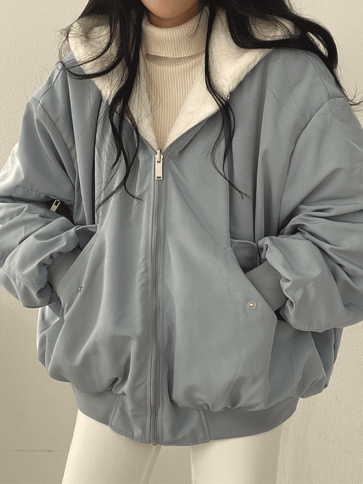 Reversible jacket with warm lining and long sleeves