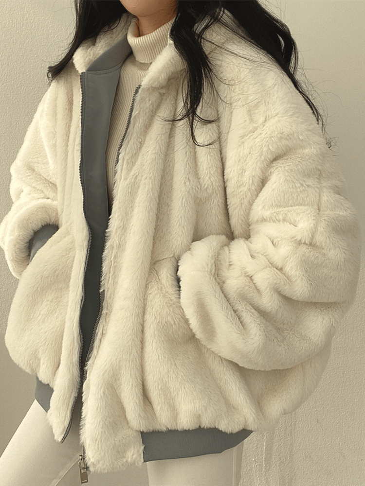 Reversible jacket with warm lining and long sleeves