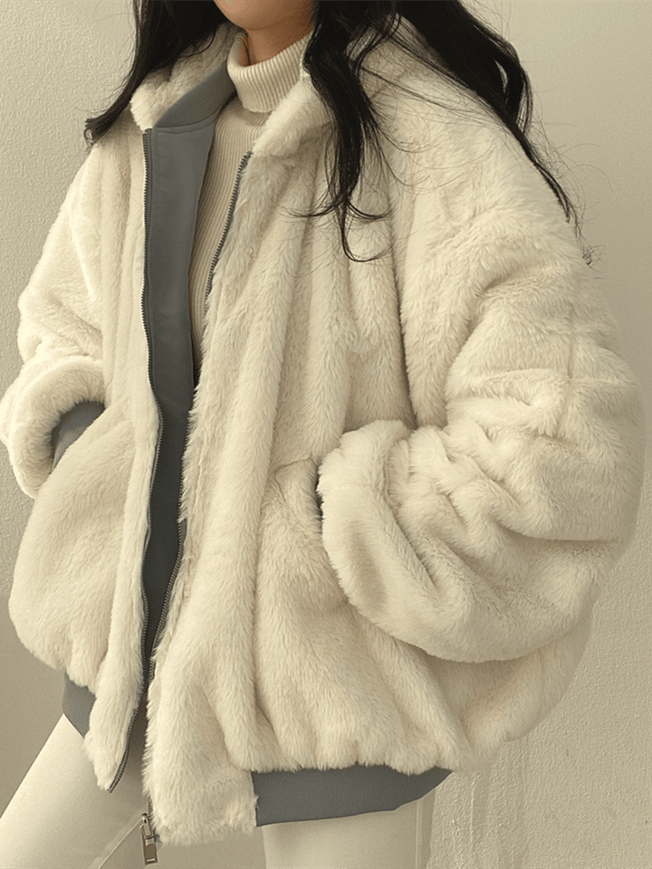 Reversible jacket with warm lining and long sleeves