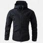 Men's hooded softshell jacket with long sleeves, zipped pockets and full zip front