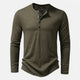 Men's long sleeve Henley shirt with band collar and button placket