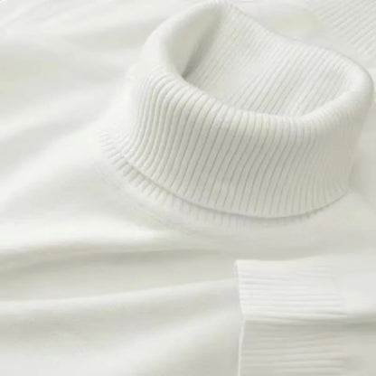 Men's ribbed turtleneck sweater with long sleeves and ribbed trims