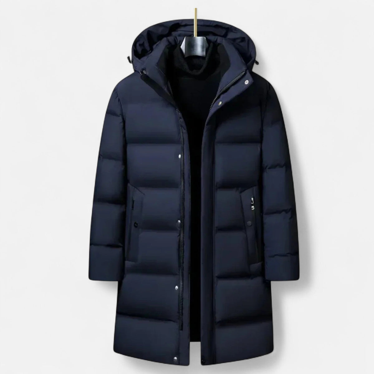Men's hooded longline quilted puffer parka