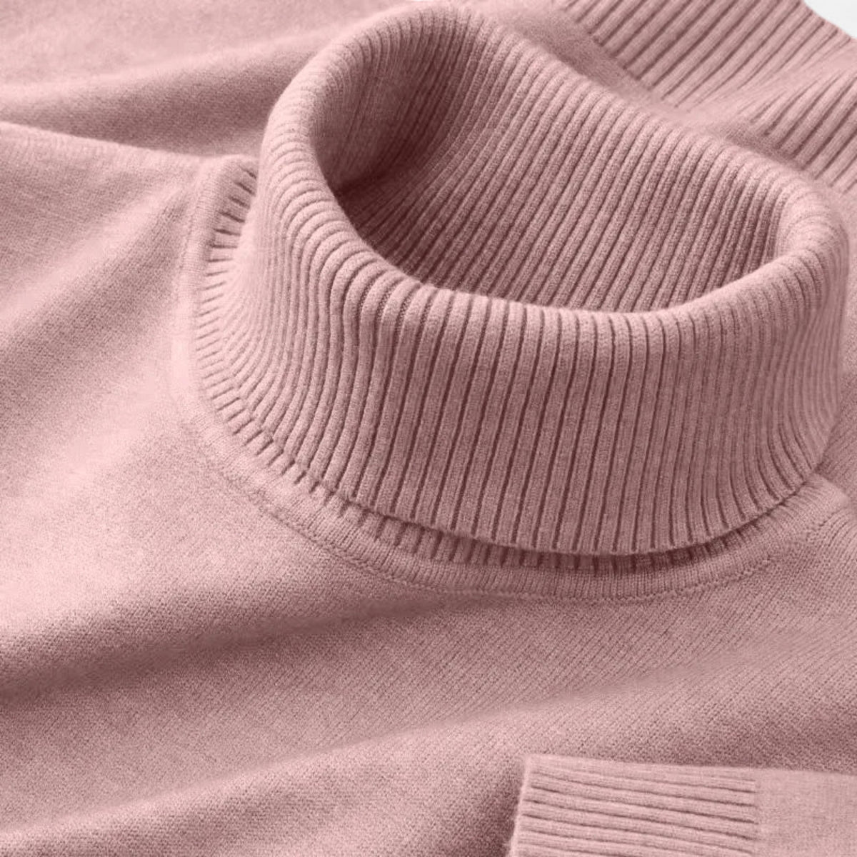 Men's ribbed turtleneck sweater with long sleeves and ribbed trims