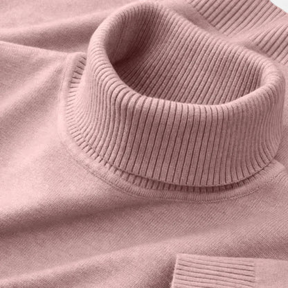 Men's ribbed turtleneck sweater with long sleeves and ribbed trims