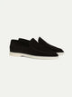 Men's suede-style yacht loafers with light soles