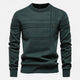Men's striped crew neck sweater with long sleeves and ribbed trims