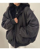 Reversible jacket with warm lining and long sleeves