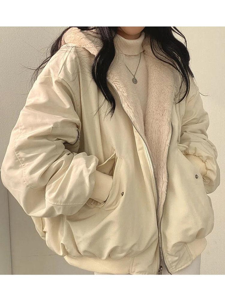 Reversible jacket with warm lining and long sleeves