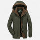Men's padded hooded parka jacket with utility pockets and zip fastening
