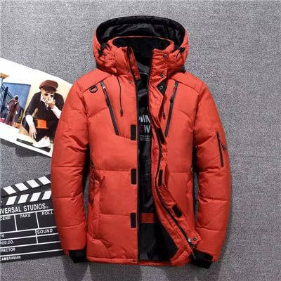 Men's quilted hooded winter parka with multiple zip pockets