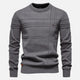 Men's striped crew neck sweater with long sleeves and ribbed trims