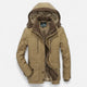 Men's padded hooded parka jacket with utility pockets and zip fastening