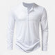 Men's long sleeve Henley shirt with band collar and button placket