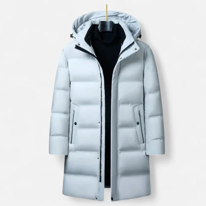Men's hooded longline quilted puffer parka