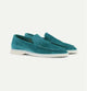 Men's suede-style yacht loafers with light soles