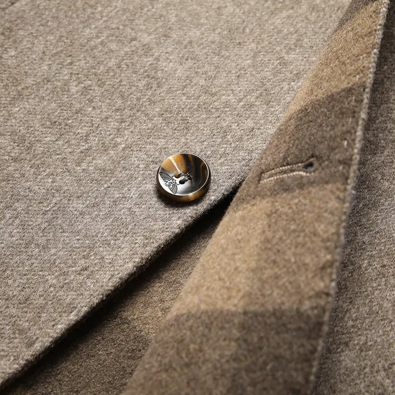 Men's stand collar button front winter coat with long sleeves