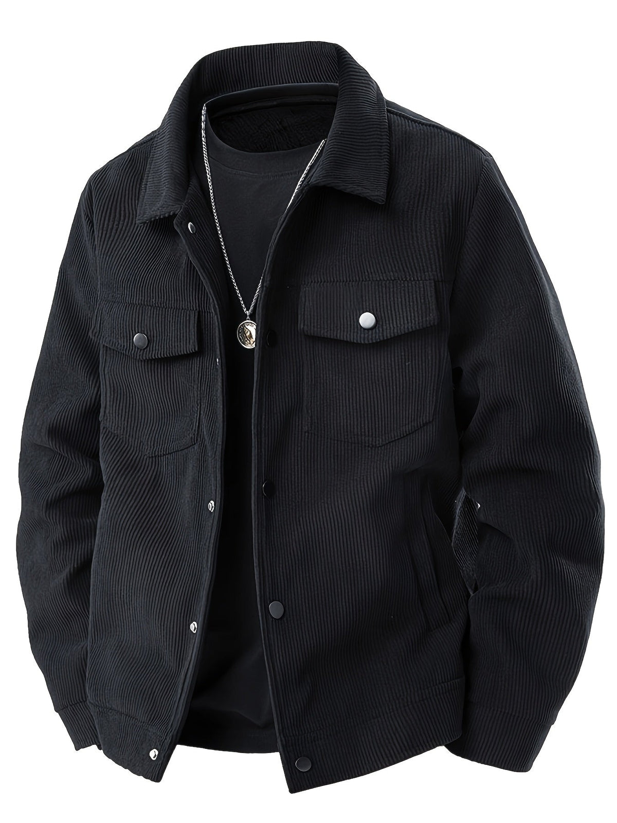 Corduroy utility jacket with shirt collar, long sleeves and four front pockets
