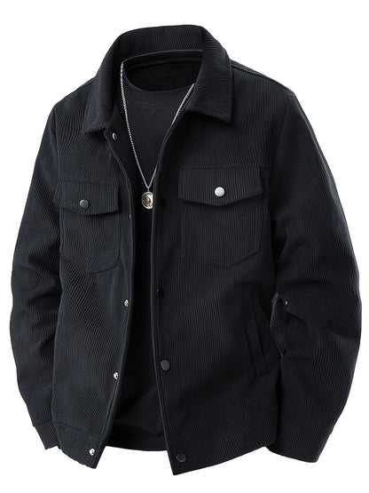 Corduroy utility jacket with shirt collar, long sleeves and four front pockets