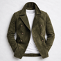 Men's double breasted pea coat with notched collar and long sleeves