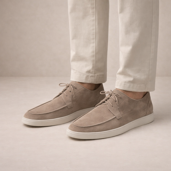 Men's Suede Lace Up Derby Shoes, Moc Toe, Cupsole