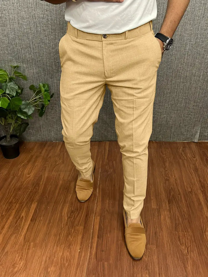Men's slim tapered trousers with button waist