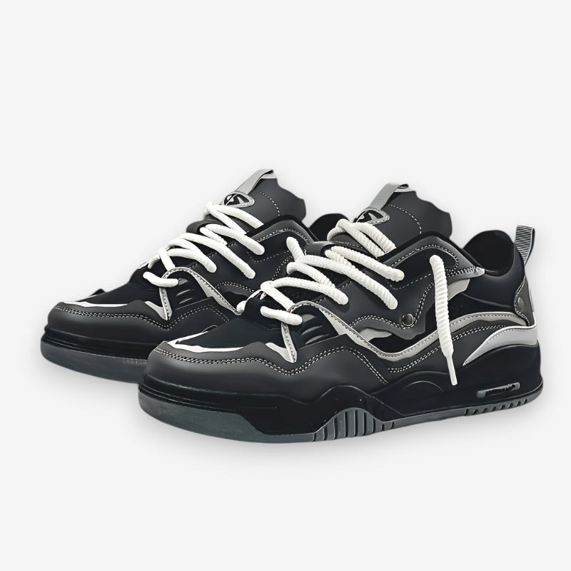 Men's lace-up trainers with chunky soles and geometric panel design