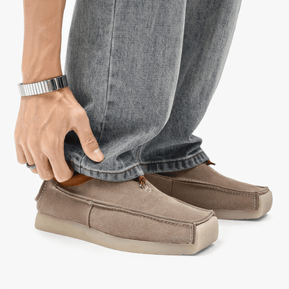 Square-toe loafers with toggle lace detail and flat soles