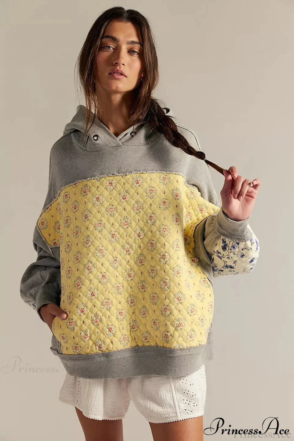 Men's multicolor color block pullover hoodie with kangaroo pocket