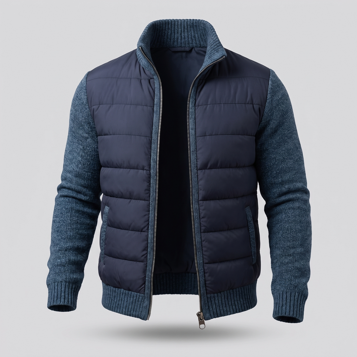 Quilted unisex puffer jacket with long sleeves and hip-length cut
