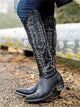 Embroidered knee-high Western cowboy boots