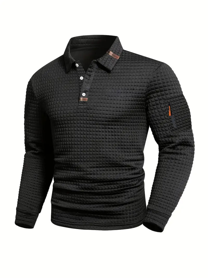 Quilted casual jumper with round neckline and long sleeves