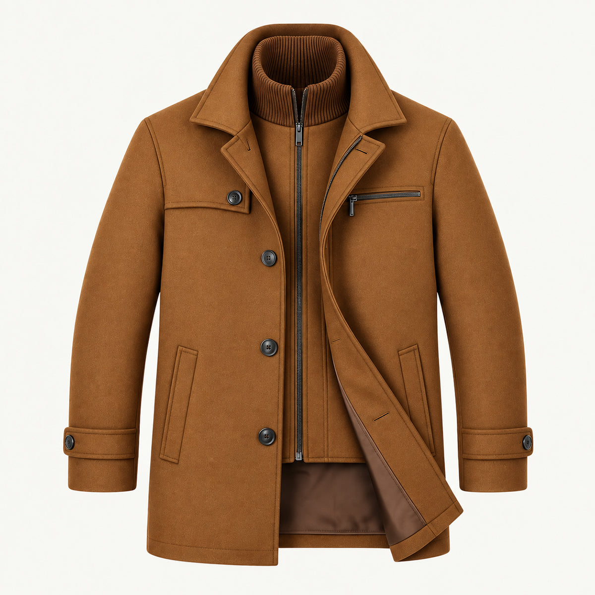 Men's winter coat with adjustable cuffs