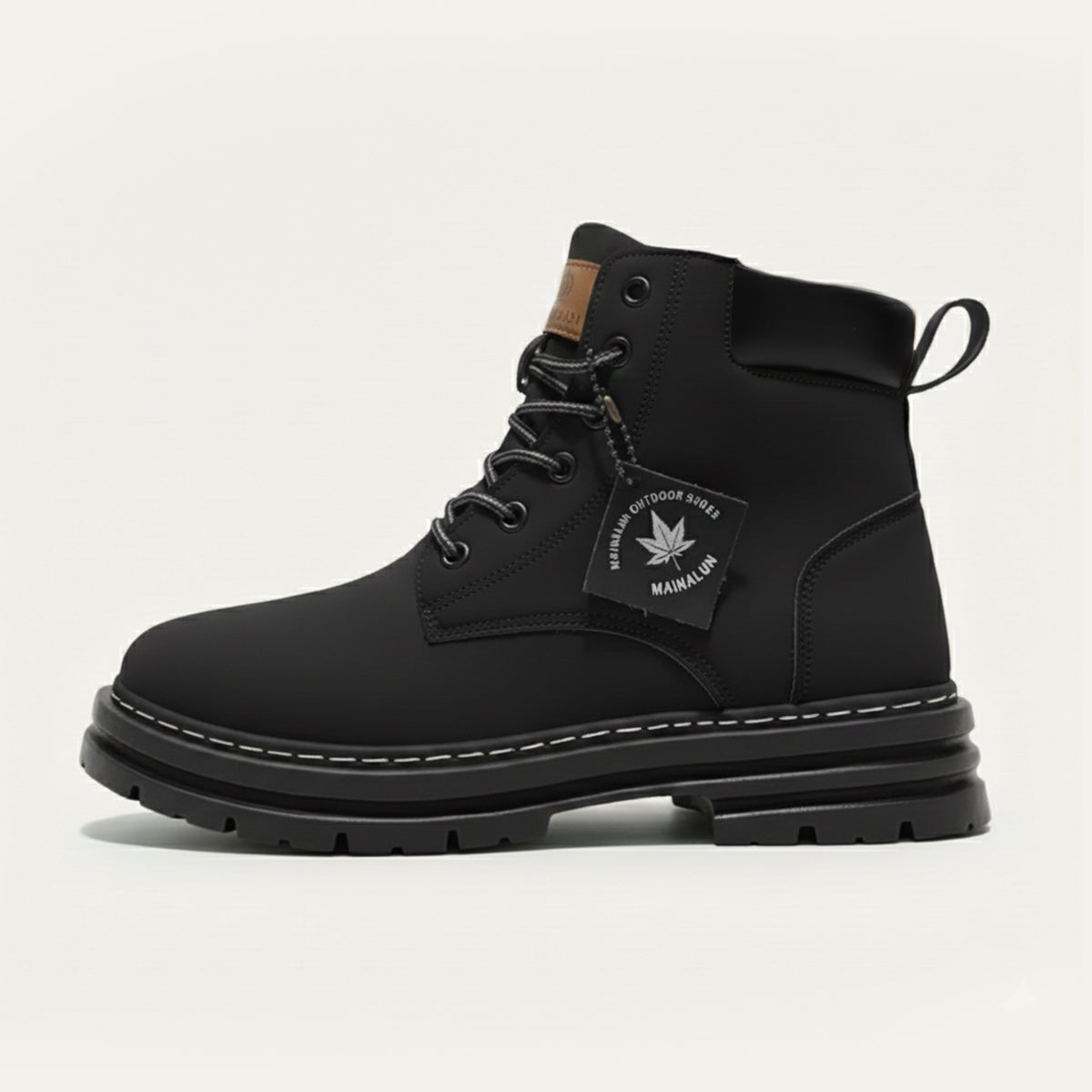 Men's lace-up ankle snow boot with padded collar and lugged sole