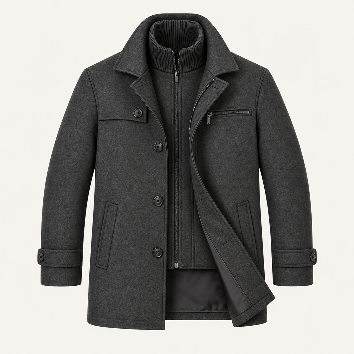 Men's winter coat with adjustable cuffs
