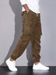 Men's corduroy cargo trousers with tapered legs and elasticated cuffs