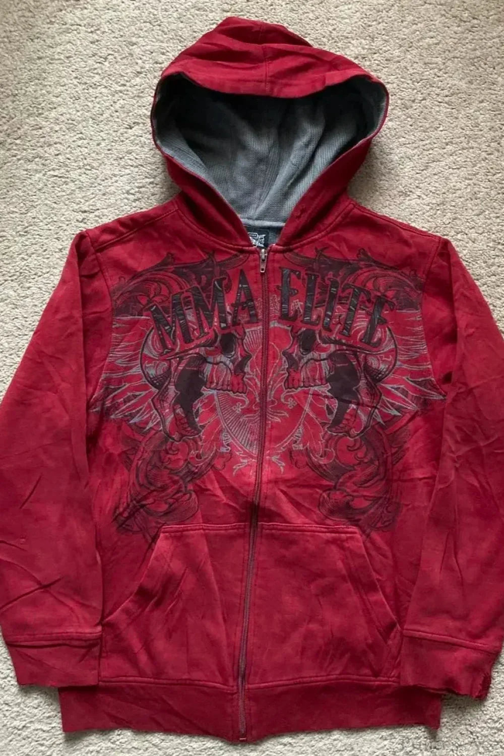 Unisex padded zip hoodie with attached hood and long sleeves