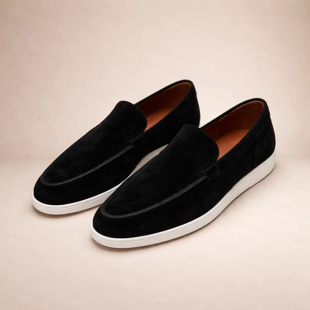 Men's Suede Loafers, Plain Apron Front, Slip On Cupsole