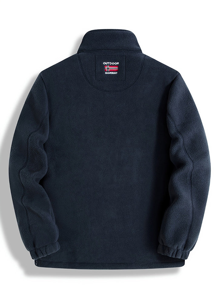 Men's textured fleece jacket with high collar and zipped pockets