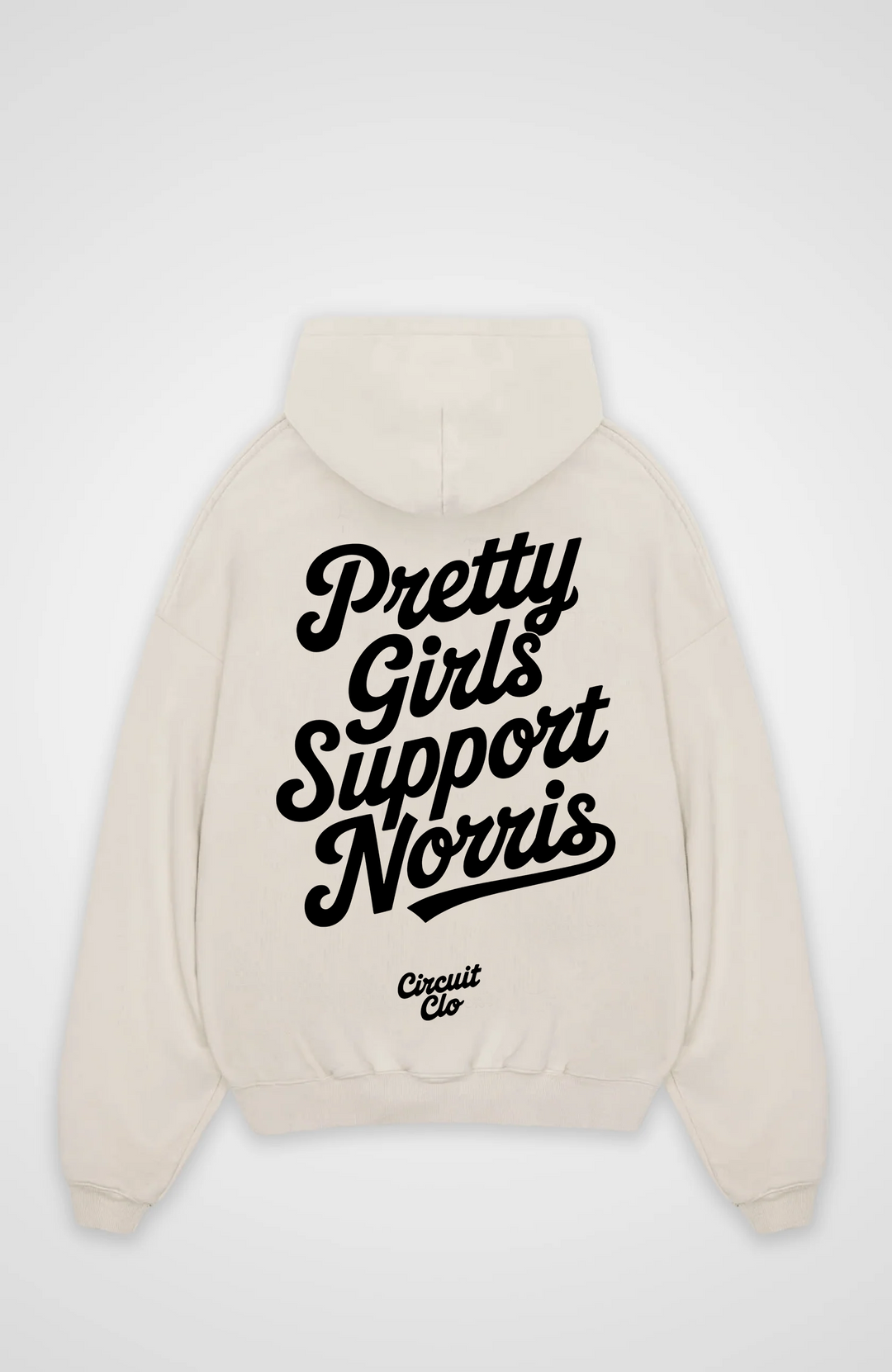 Unisex oversized hoodie with Pretty Girls Support Norris back graphic