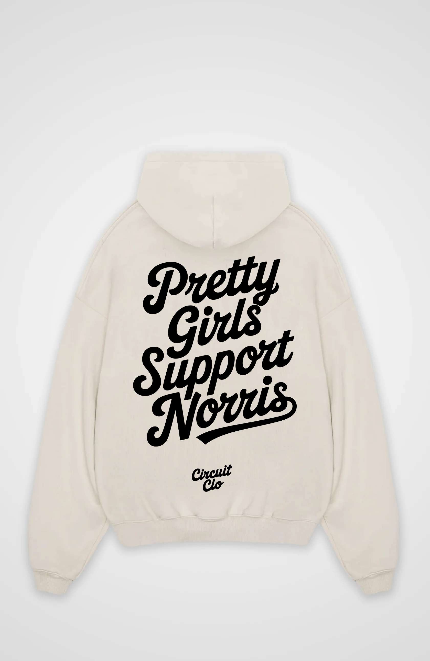 Unisex oversized hoodie with Pretty Girls Support Norris back graphic