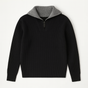 Men's ribbed quarter-zip sweater with high mock neck and long sleeves