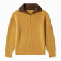 Men's ribbed quarter-zip sweater with high mock neck and long sleeves