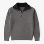 Men's ribbed quarter-zip sweater with high mock neck and long sleeves