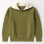 Men's ribbed quarter-zip sweater with high mock neck and long sleeves