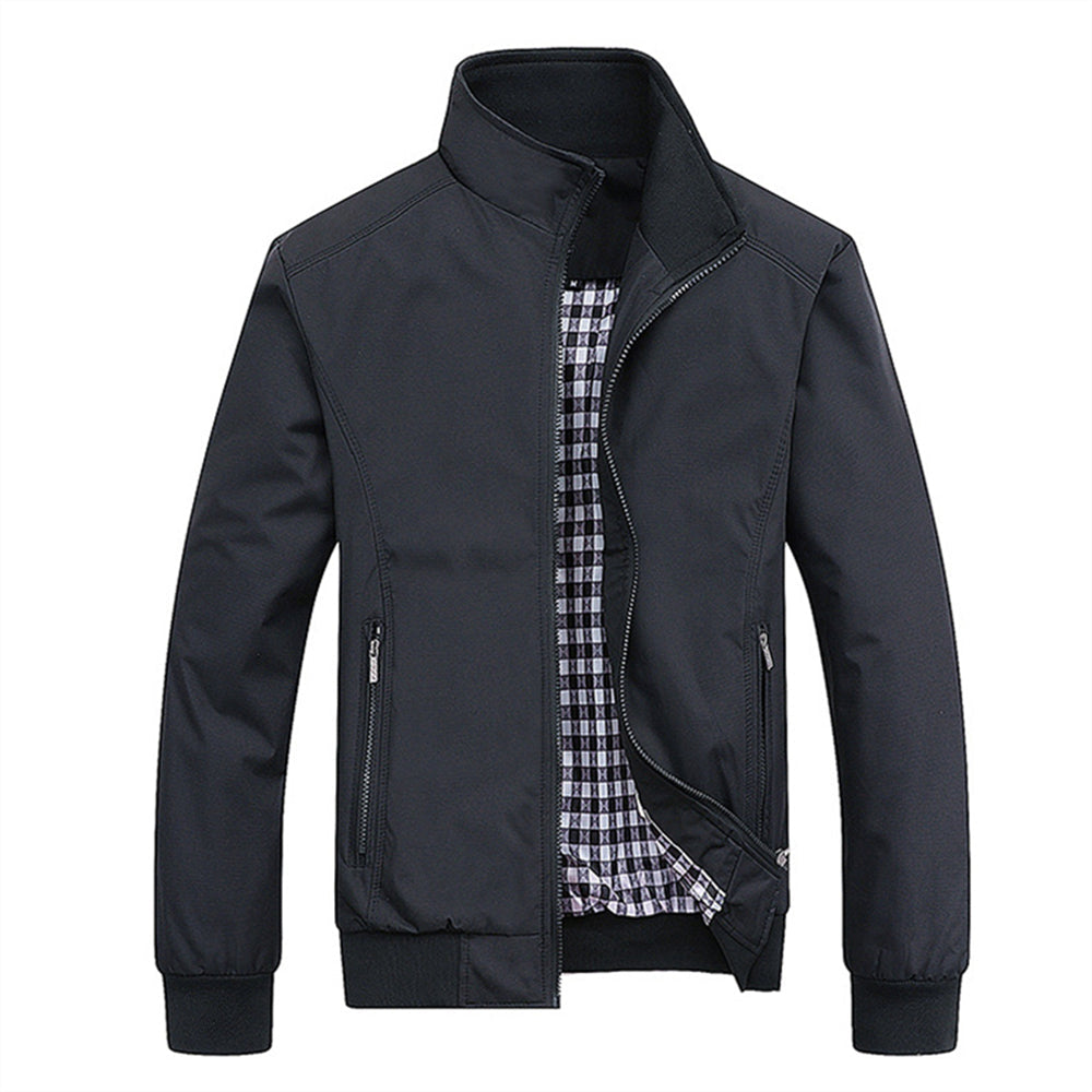 Men's retro transitional jacket with long sleeves and zip front