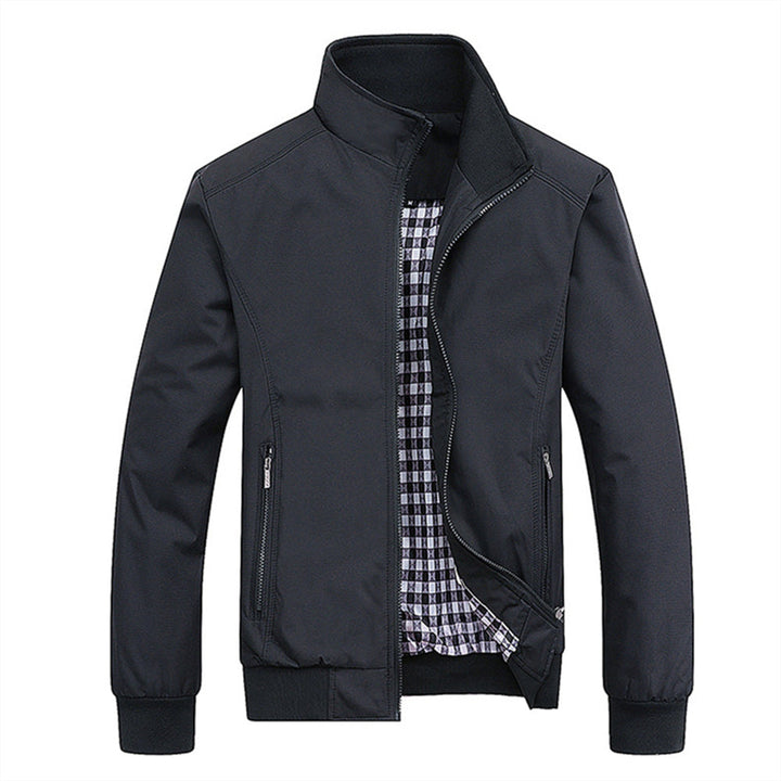 Men's retro transitional jacket with long sleeves and zip front